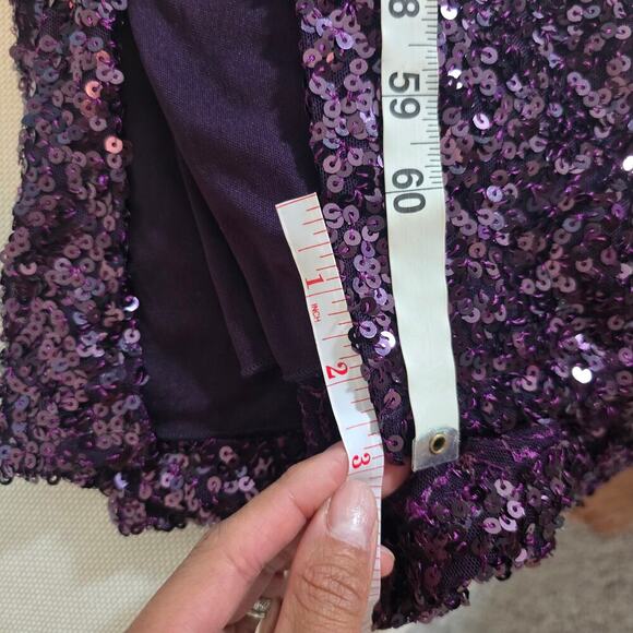 Plum Esperanza Formal Sleeveless A-line Front Slit Sequin Long Dress Sz S (758) - Picture 14 of 16